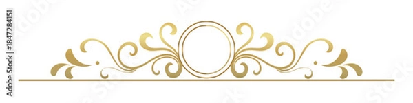 Obraz Circular frame with vintage gold line pattern.