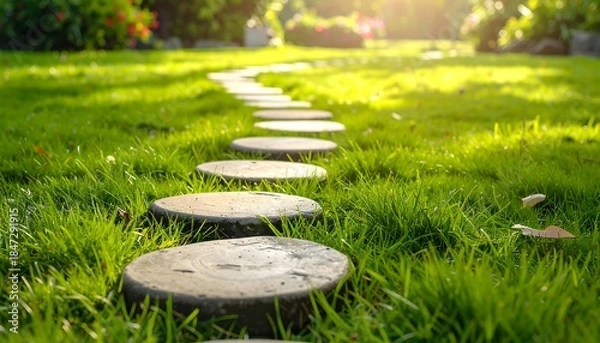 Obraz Stone path through green grass