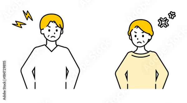 Obraz シンプルな私服のシニアの男女_怒る