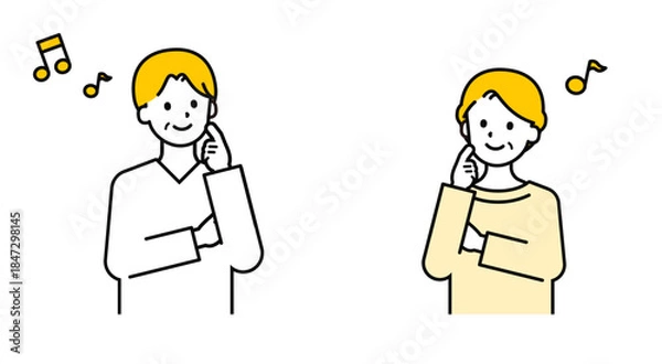 Obraz シンプルな私服のシニアの男女_上機嫌