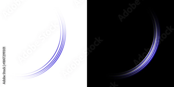 Obraz Abstract Blue Light Swoosh, Glowing Crescent Trail for Overlay on Transparent Background