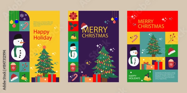 Obraz Christmas pattern silhouette illustration