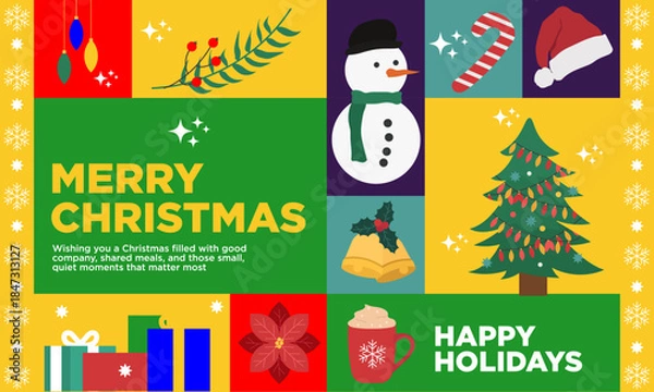 Obraz christmas colour block elements illustration