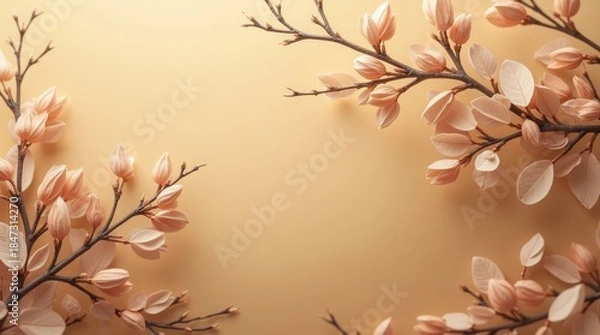 Fototapeta Delicate peach blossoms on branches soft floral