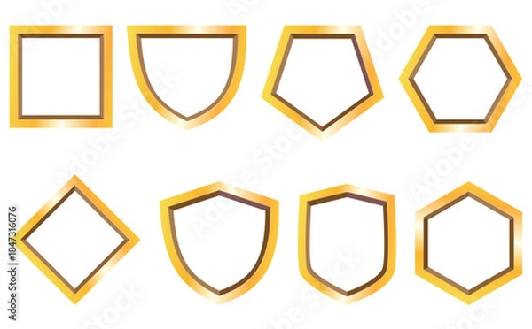 Obraz 立体的なゴールドのエンブレム風フレームのイラストセット