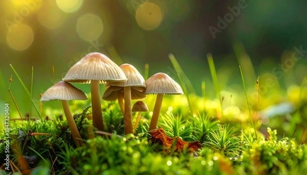 Obraz Tiny mushrooms grow forest