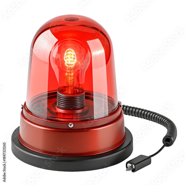 Obraz Emergency Red Rotating Beacon Light on transparent background