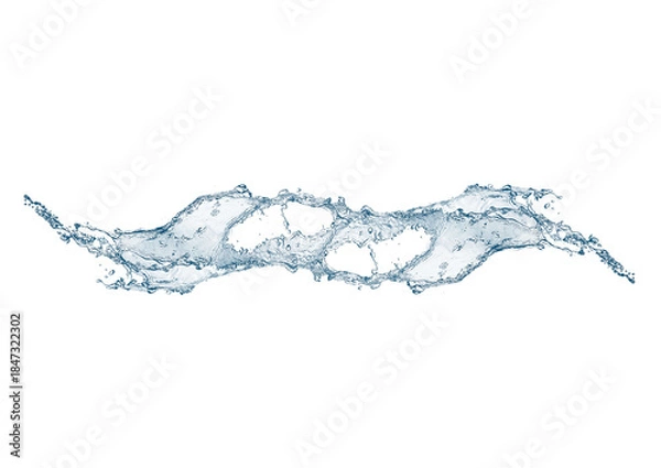 Fototapeta 白背景に抽象的な青い波と水しぶきの3dイラスト