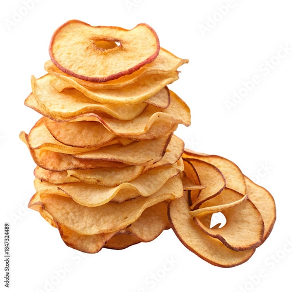 Obraz Dried Apple Slices Stack on transparent background