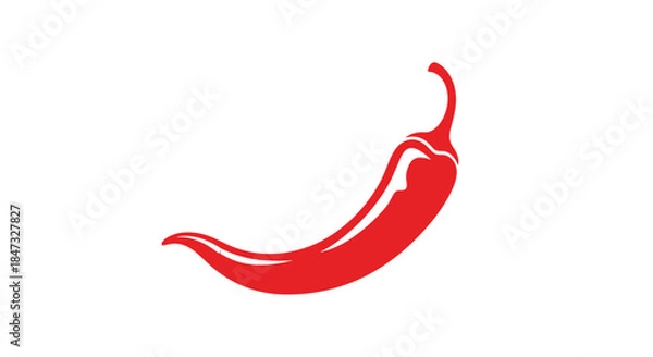 Fototapeta A simple flat icon of a single red hot chili pepper, representing spicy food, heat, and a common cooking ingredient.