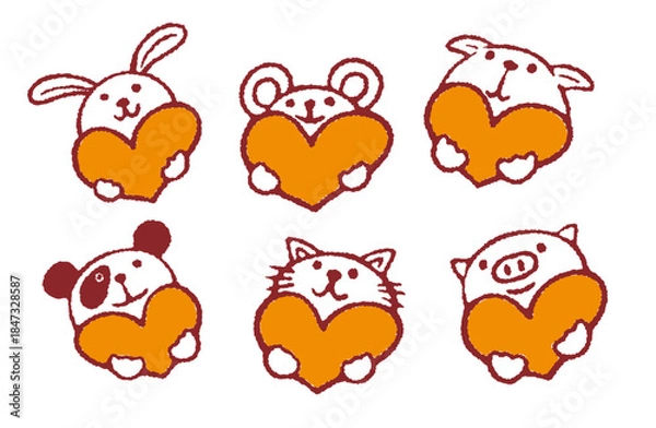 Obraz イラスト素材・可愛い動物のアイコンセット