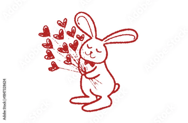 Obraz 手描きイラスト素材・告白うさぎの線画
