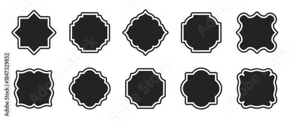 Obraz Simple Minimalist Silhouette Frame Vector Set. Basic Shapes Border Illustration