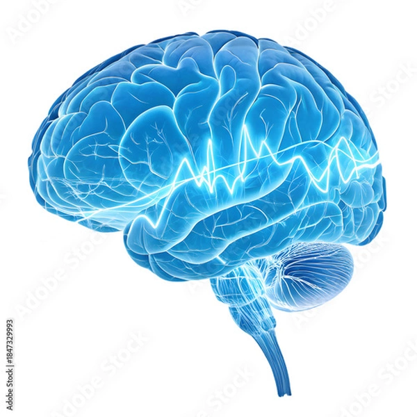 Obraz Digital Brain Activity on transparent background
