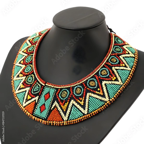 Obraz Vibrant Beaded Collar Necklace on transparent background
