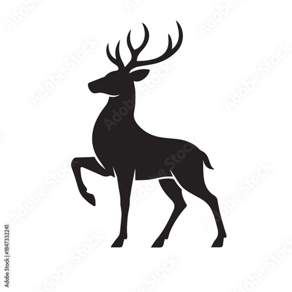 Obraz Proud standing deer silhouette perfect for crest and heraldic graphics.