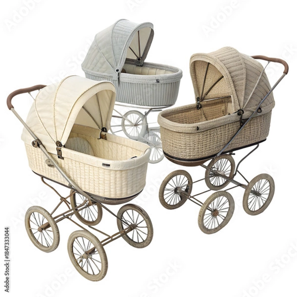 Obraz Classic Baby Carriages Set on transparent background