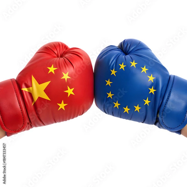 Obraz China EU Economic Confrontation on transparent background