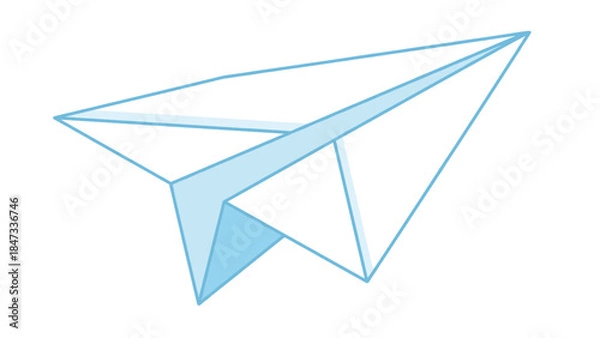 Obraz Simple hand drawn paper airplane icon with light blue accents