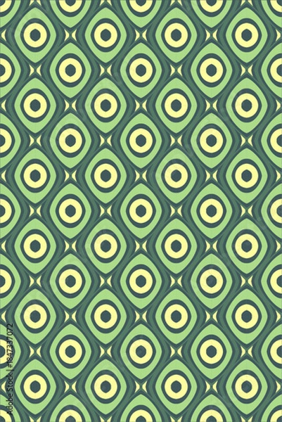 Fototapeta Vibrant green and yellow geometric pattern with concentric circles