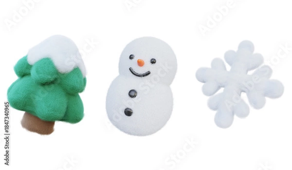 Obraz wool felt texture winter icon 3D graphic set