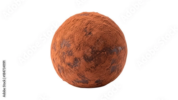 Fototapeta A round chocolate truffle coated in cocoa powder on transparent background