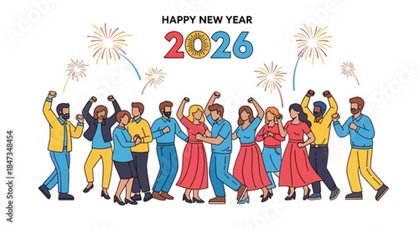 Obraz group of people with fireworks new year 2026