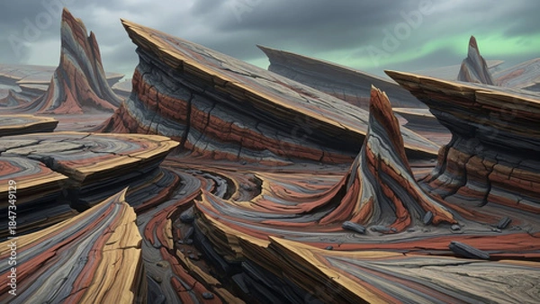 Obraz Desert Rock Formations Across Layered Ground