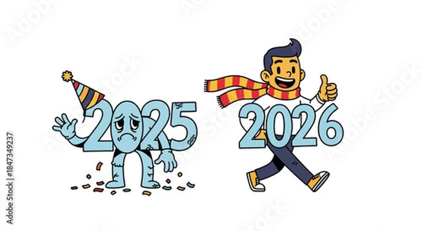 Obraz vector illustration of good bye 2025 wellcome 2026
