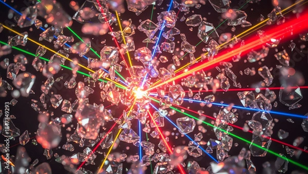 Obraz Crystal Spark Laser Beams Collide