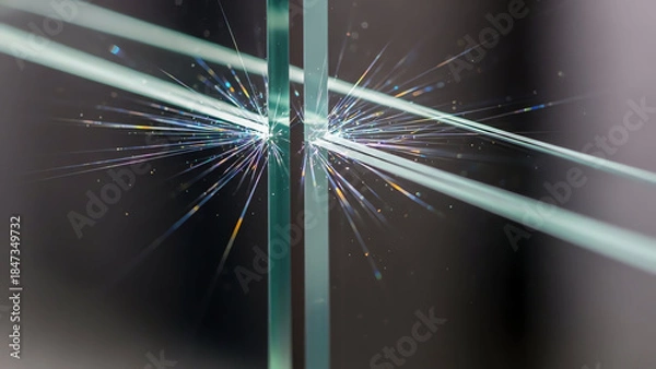 Obraz Glass Shards Collide in Bright Fiber Light