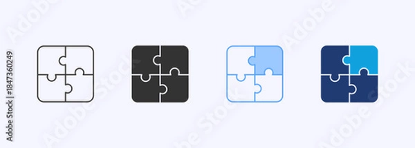 Fototapeta Puzzle Icon Set Multiple Style Collection Element For Design
