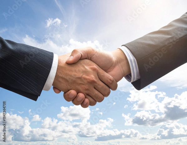 Obraz 握手を交わすビジネスマン　協力　挨拶　交渉成立　ビジネスパートナー