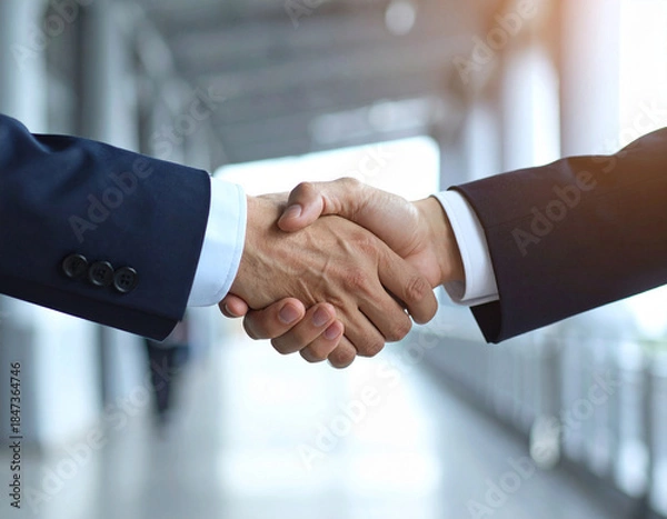 Obraz 握手を交わすビジネスマン　協力　挨拶　交渉成立　ビジネスパートナー