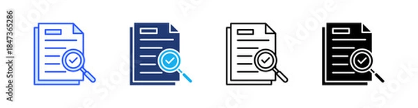 Obraz Reviewing Documents Multiple Style Icon Set Vector 