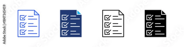 Obraz Checklist Multiple Style Icon Set Vector 