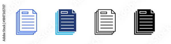 Obraz Document Multiple Style Icon Set Vector 