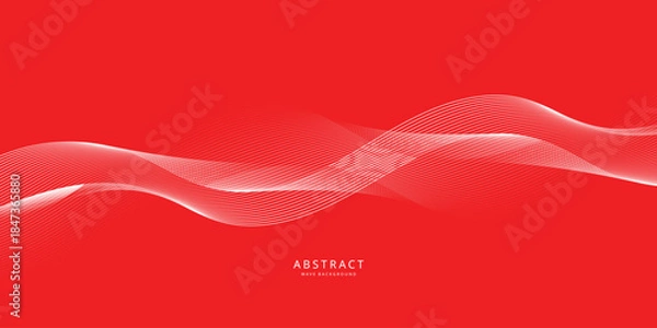 Fototapeta abstract creative blend wave line design on red.