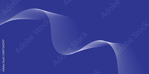 Fototapeta abstract creative blue white blend wave line design on blue.