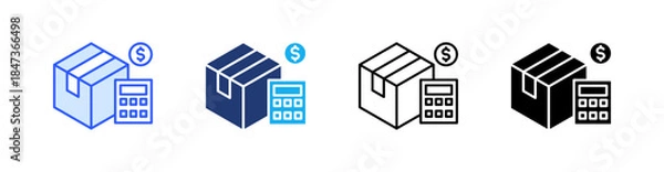 Obraz Shipping Cost Multiple Style Icon Set Vector 