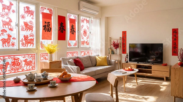 Obraz Living room decorating for chinese new year celebration