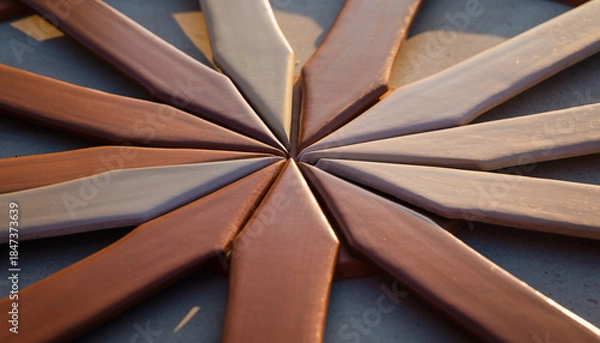 Obraz Assorted sculpted popsicle sticks arranged in a circular pattern.