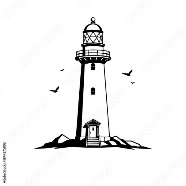Obraz lighthouse silhouette vector