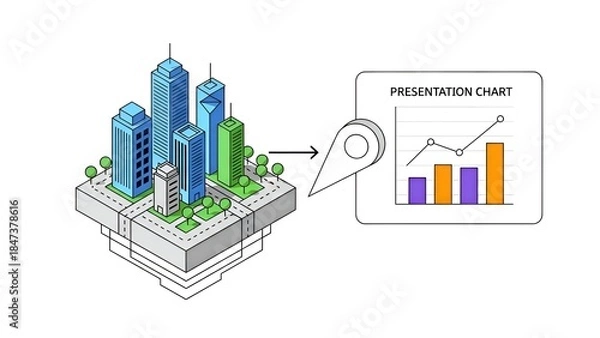 Obraz City Growth Chart, Business Analytics, Urban Development Concept