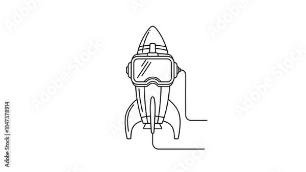 Obraz Rocket VR, Virtual Reality Startup, Innovation, Line Art