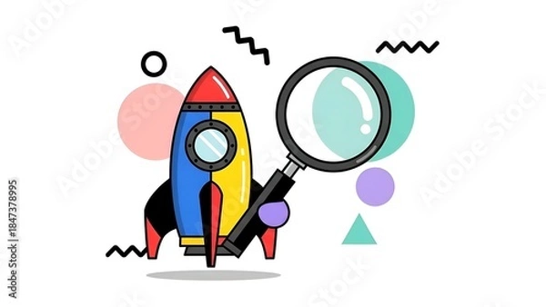 Obraz Rocket Search Icon Startup Discovery, Exploration, Launch Vector