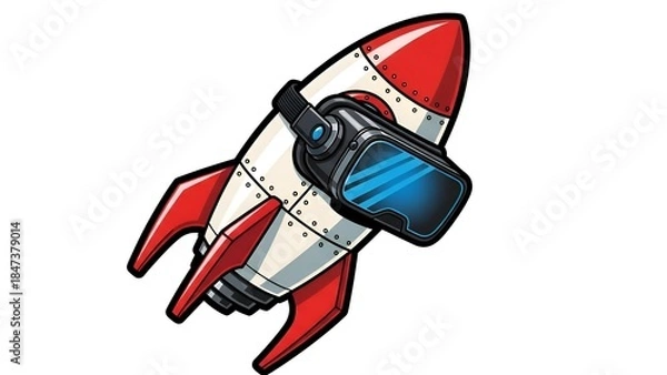 Obraz VR Rocket Virtual Reality Startup, Innovation, Technology, Cartoon