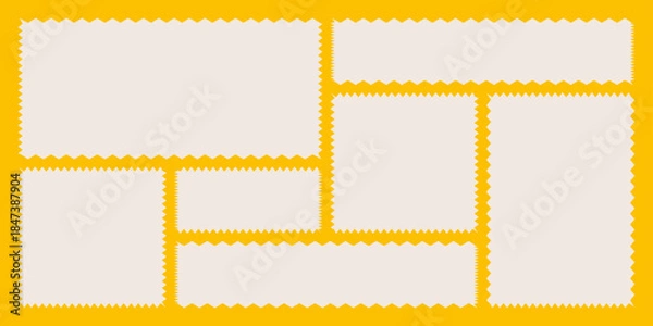 Obraz Scallop edged frame template featuring geometric modular moodboard elements label textboxes lace frill decorations and elegant graphic design assets