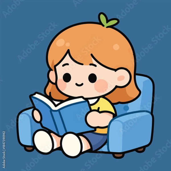 Obraz little boy reading a book