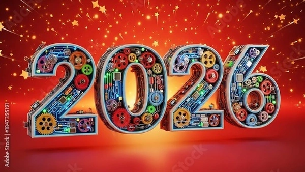 Obraz Celebrating the year 2026 with technological elegance